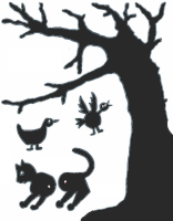 chat oiseau canard arbre ombres chinoises théâtre d`ombres silhouettes marionnettes free