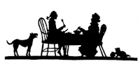 chien, dineurs, chat, ombre chinoise, theatre d`ombres, marionnettes, silhouette, découpage pochoir, free