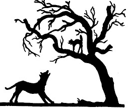 chien, chat, arbre, ombre chinoise, theatre d`ombres, marionnettes, silhouette, découpage pochoir, free