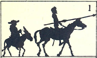 Don Quichotte, scene, ombre chinoise, theatre d`ombres, marionnettes, silhouette, découpage pochoir, free