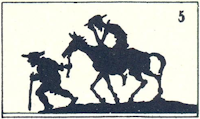 Don Quichotte, scene, ombre chinoise, theatre d`ombres, marionnettes, silhouette, découpage pochoir, free