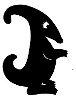 parasaurolophus, dinosaure en ombre chinoise, theatre d`ombres, silhouettes, marionnettes, free