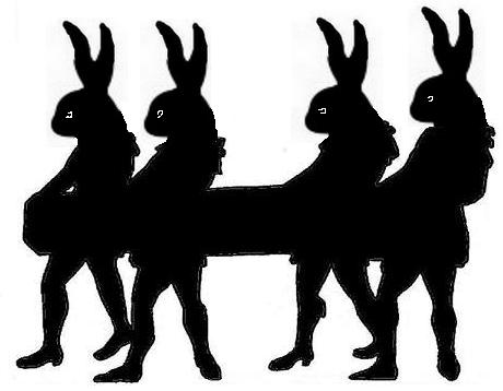 lapins lièvres fossoyeurs en ombres chinoises silhouette theatre d`ombres marionnettes free