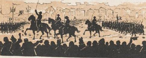 les Poilus à travers les âges par Henriot défilé d`ombres chinoises théâtre d`ombres silhouettes marionnettes guerre de 1914/1918