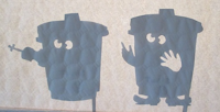 poubelles musiciennes, ombre chinoise, theatre d`ombres, marionnettes, silhouette, découpage pochoir, free