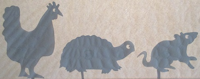 poule, tortue, souris, ombre chinoise, theatre d`ombres, marionnettes, silhouette, découpage pochoir, free