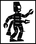 robot, ombre chinoise, theatre d`ombres, marionnettes, silhouette, découpage pochoir, free