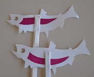 saumons, poissons, ombre chinoise, theatre d`ombres, marionnettes, silhouette, découpage pochoir, free
