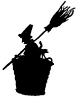 femme, sorcière, seau, balai, ombre chinoise, theatre d`ombres, marionnettes, silhouette, découpage pochoir, free
