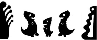 dinosaure, T. rex, ombres chinoises théâtre d`ombres silhouettes marionnettes free