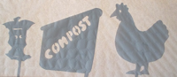 trognon de pomme, sac de compost, poule, ombre chinoise, theatre d`ombres, marionnettes, silhouette, découpage pochoir, free