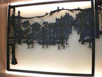 ville, ombre chinoise, theatre d`ombres, marionnettes, silhouette, découpage pochoir, free